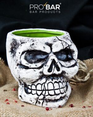 bicchiere teschio Skull Stone 50 cl in ceramica dipinta a mano, effetto pietra