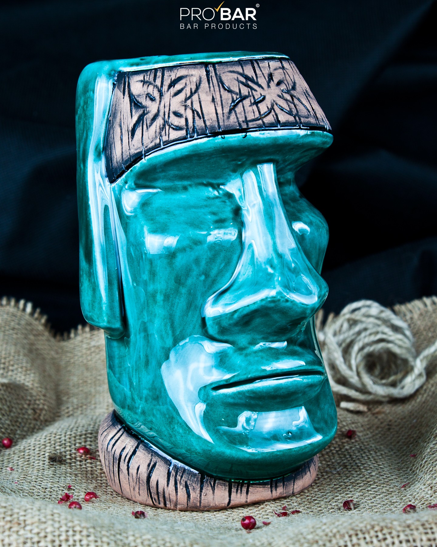 Tiki Mug Moai Turchese in ceramica