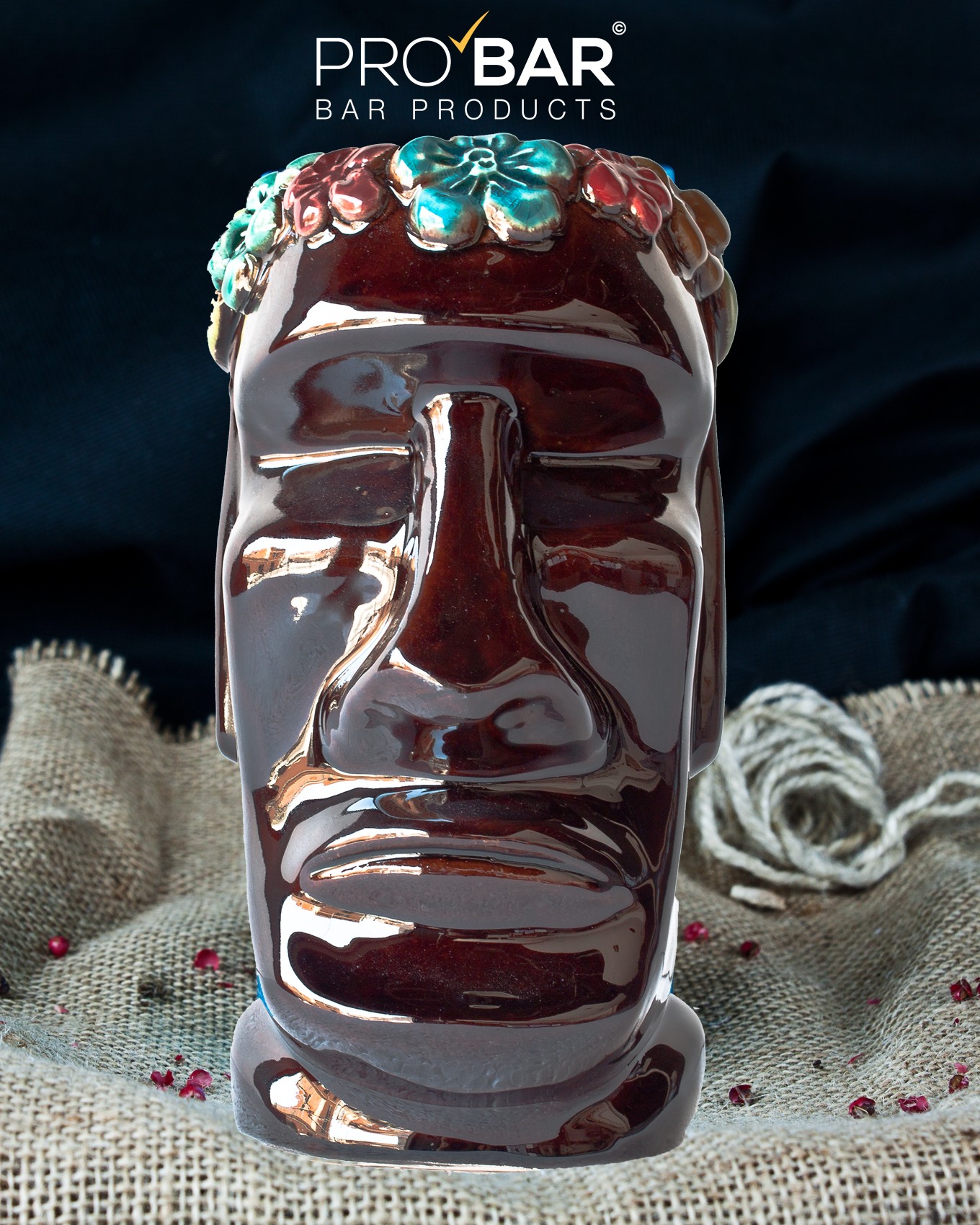 Tiki Mug Moai Flowers
