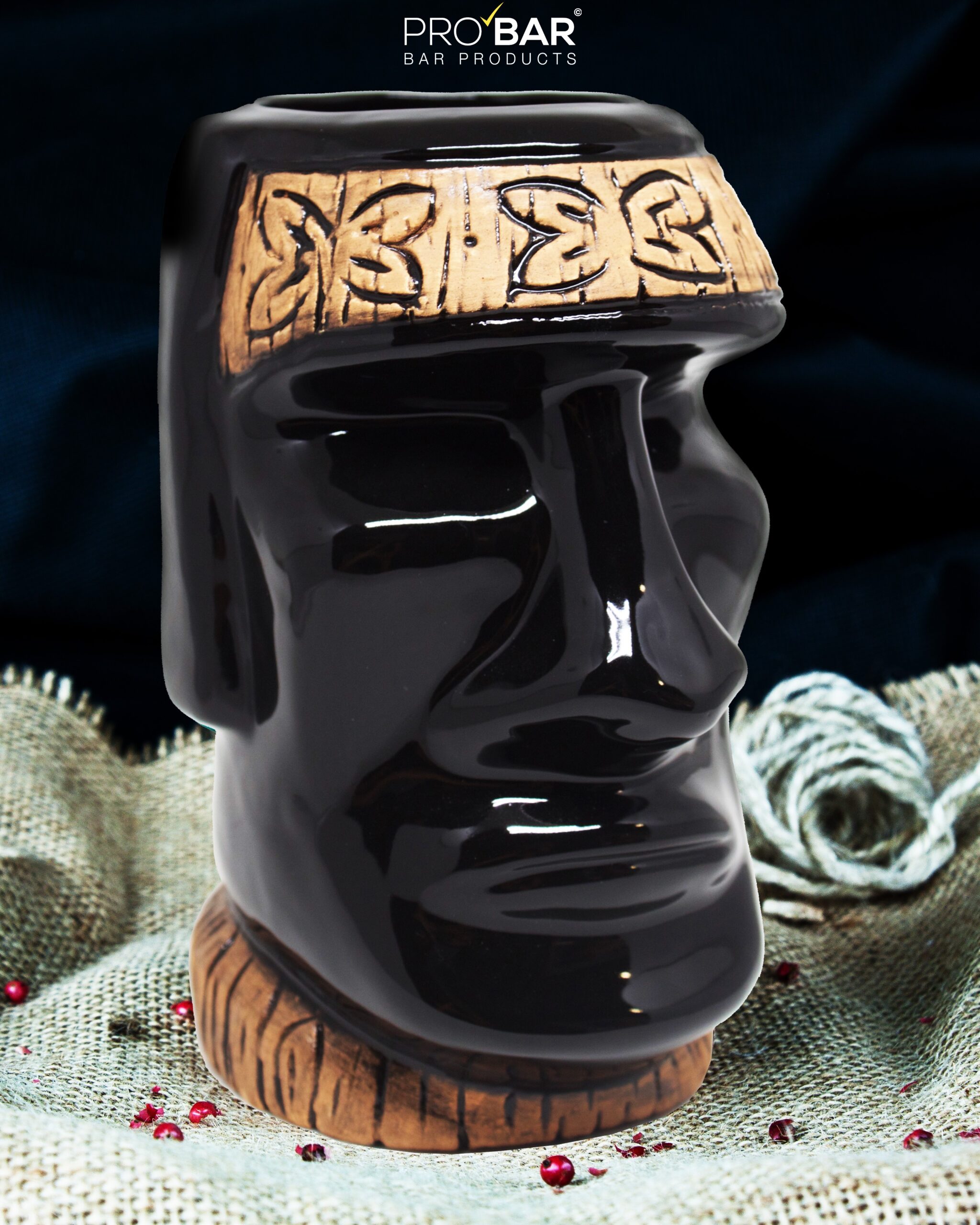 Tiki Mug Moai Black