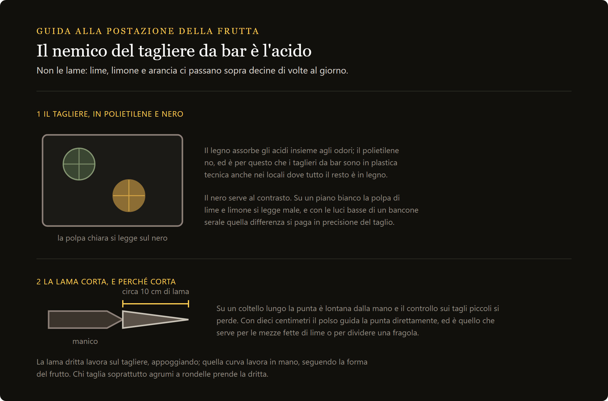 tagliere bar nero: il tagliere in polietilene nero e la lama corta dello spelucchino