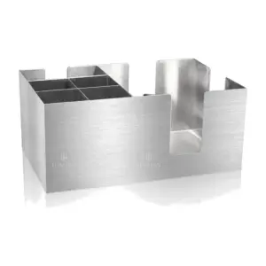 Bar organizer acciaio Angelia Lumian in inox satinato con scomparti per garnish e tovaglioli