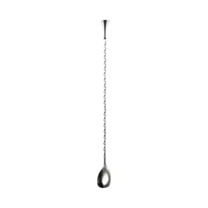 Bar spoon con pestello The Bars da 40 cm, gambo spiralato e coppa a goccia in acciaio inox