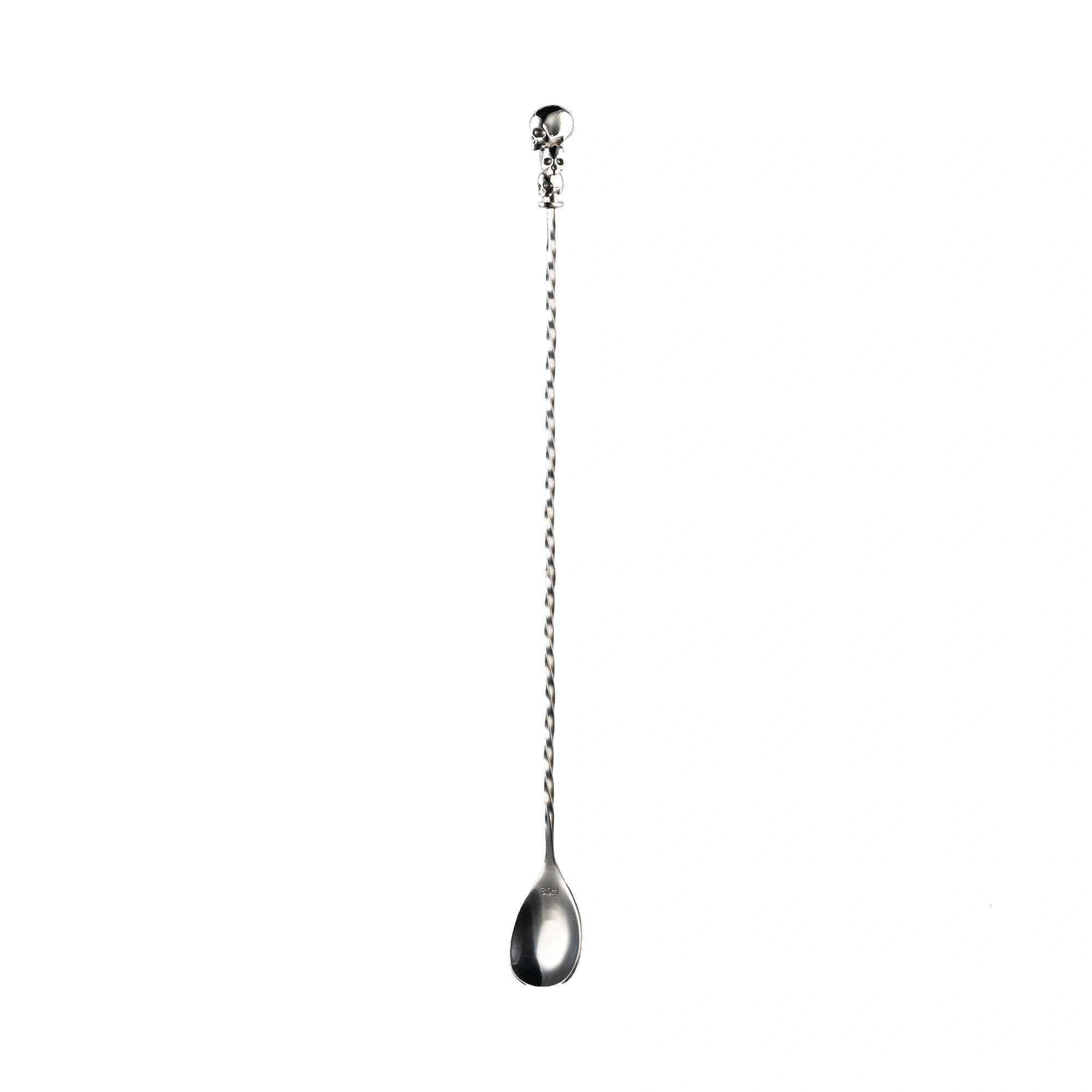 bar spoon teschio: cucchiaio da miscelazione The Bars con tre teschi fusi in cima al gambo spiralato