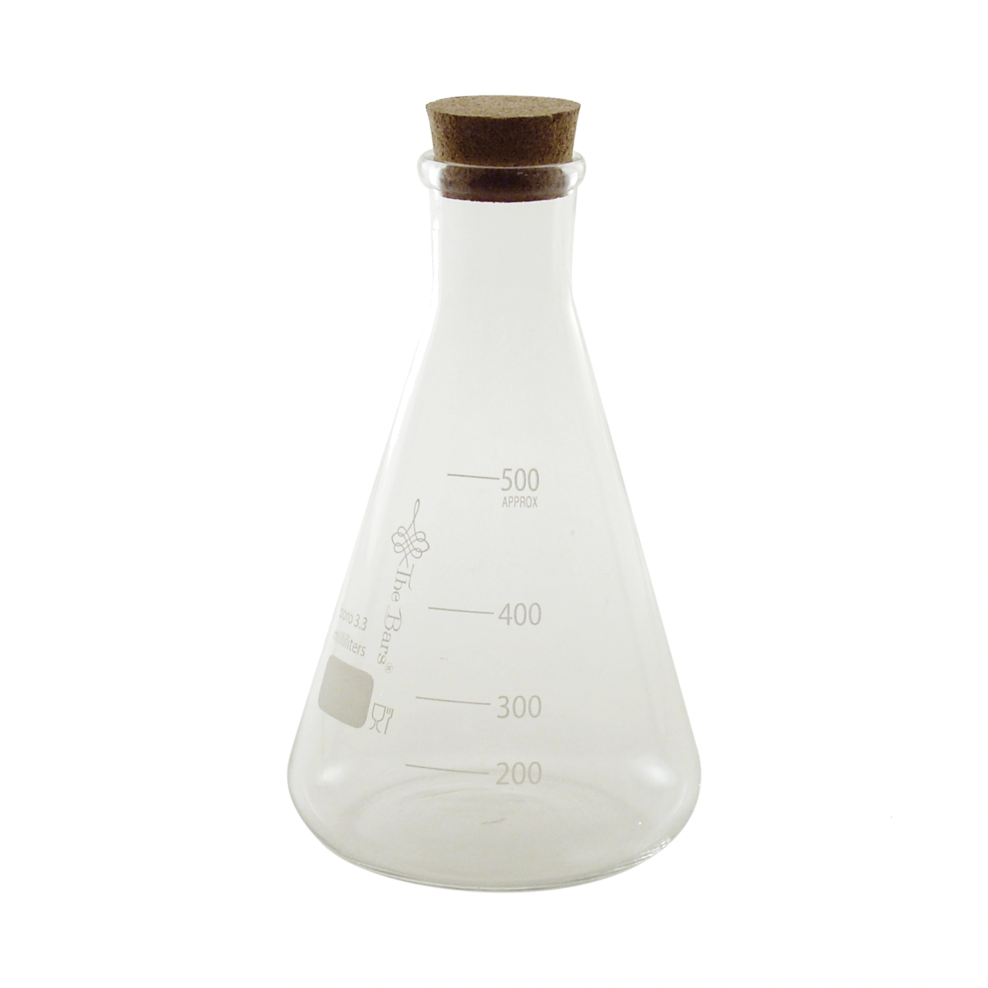 beuta 500 ml: ampolla conica The Bars da mezzo litro in vetro borosilicato con tappo in sughero