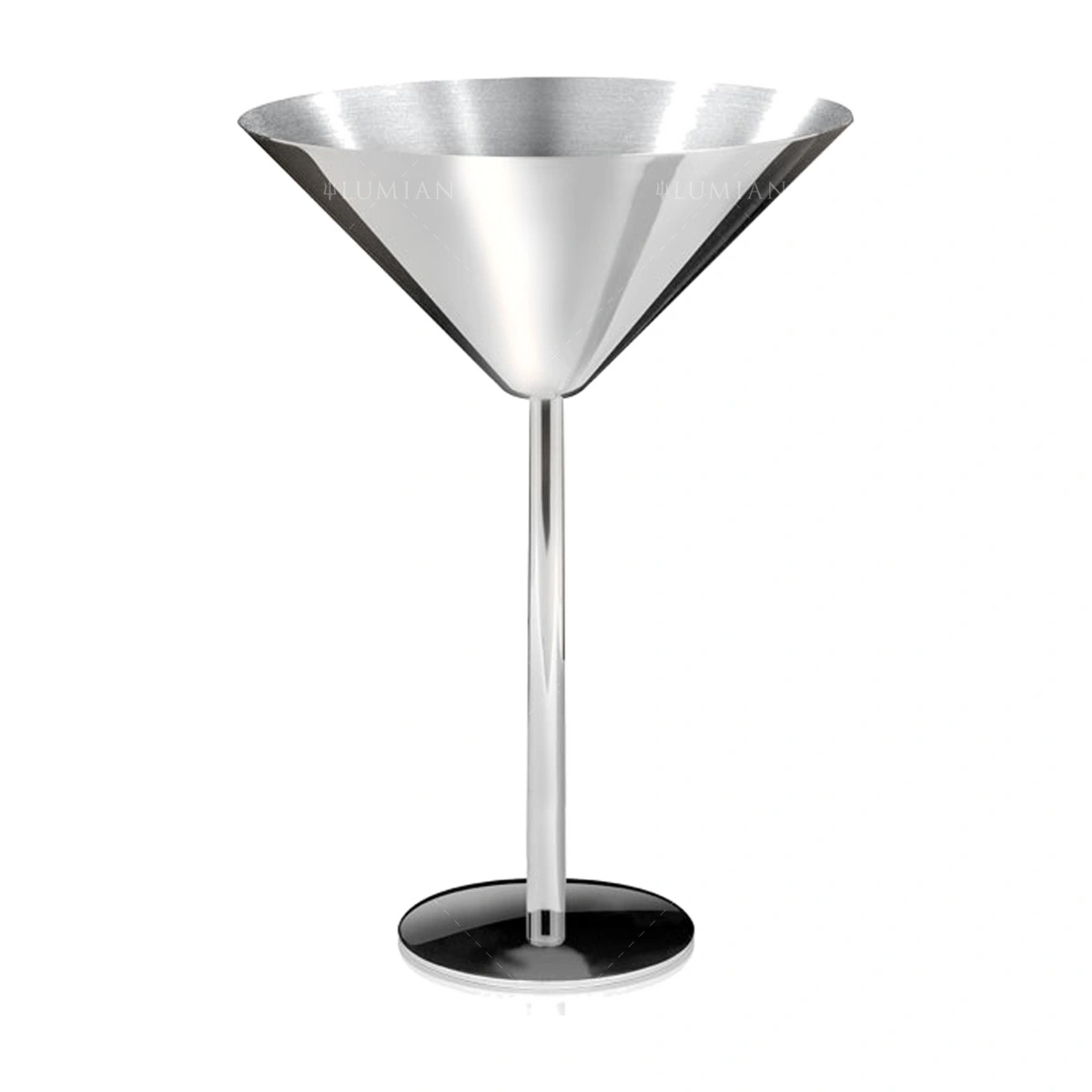 coppa martini acciaio: coppa Bond Lumian da 20 cl in acciaio inox finitura argento, forma a cono, stelo dritto e piede piatto