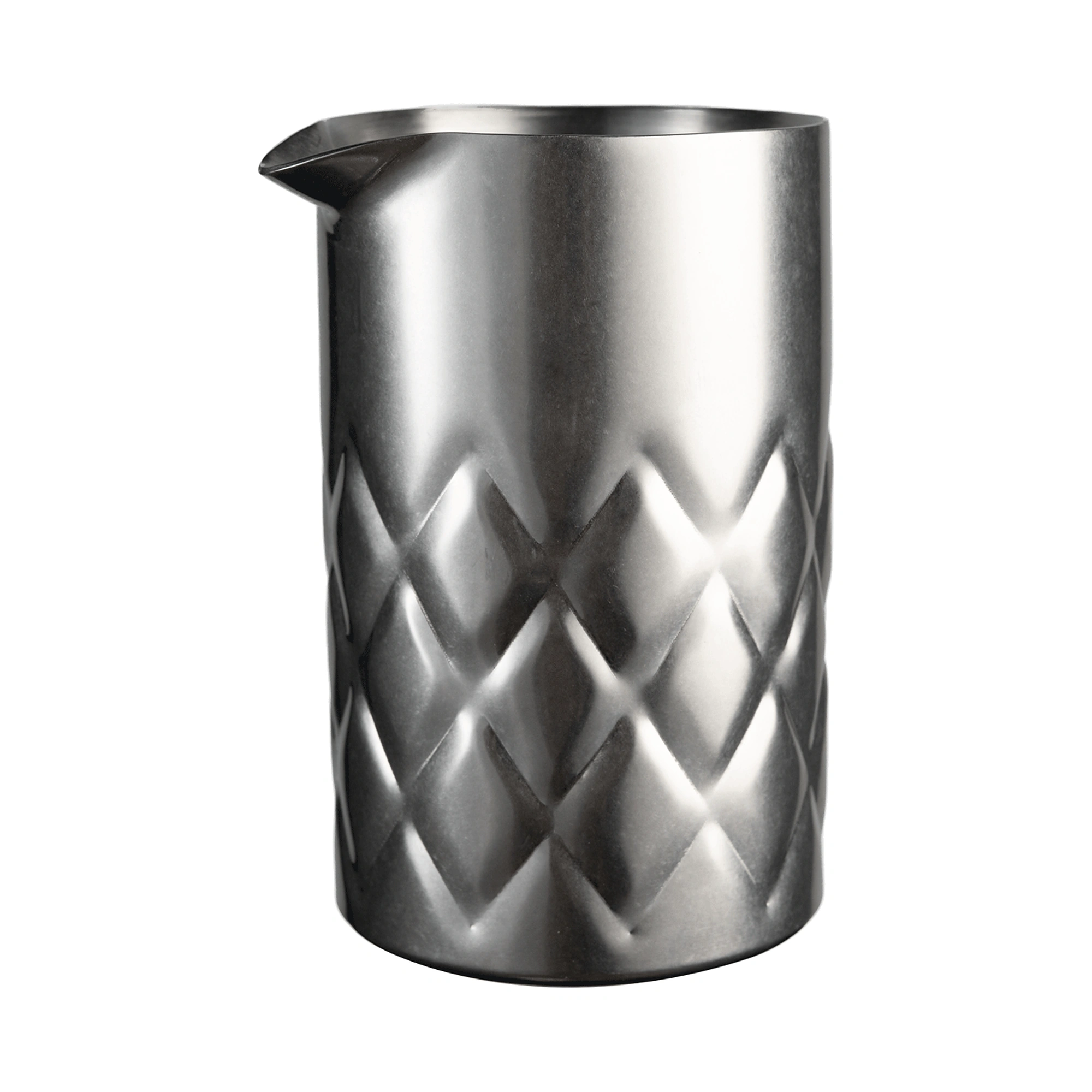 mixing tin vintage: bicchiere da miscelazione The Bars in acciaio satinato a doppia parete con taglio a rombi e beccuccio