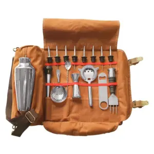 kit barman minerva Lumian argento: dieci pezzi nel roll up Atena