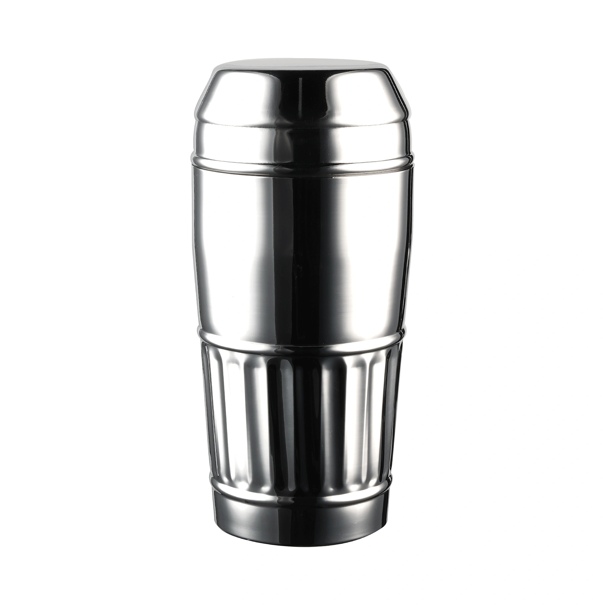 shaker deco coffee: cobbler shaker The Bars a tre pezzi in acciaio lucido con corpo a botte e scanalature sulla base