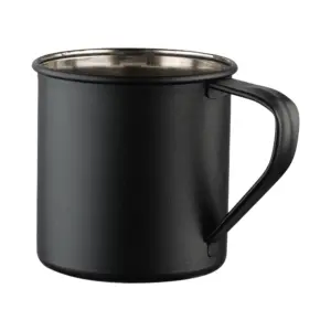 Enamel nera: tazza The Bars da 45 cl nera opaca con interno e bordo in acciaio lucido