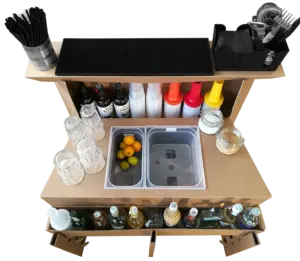 Workstation Easy in cartone avana, montata e attrezzata