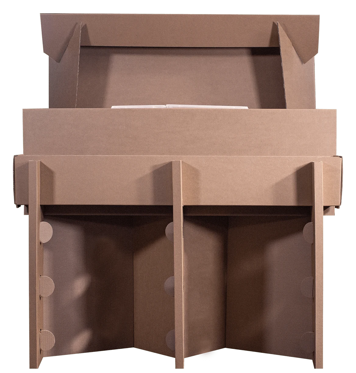 Workstation Easy in cartone avana, montata