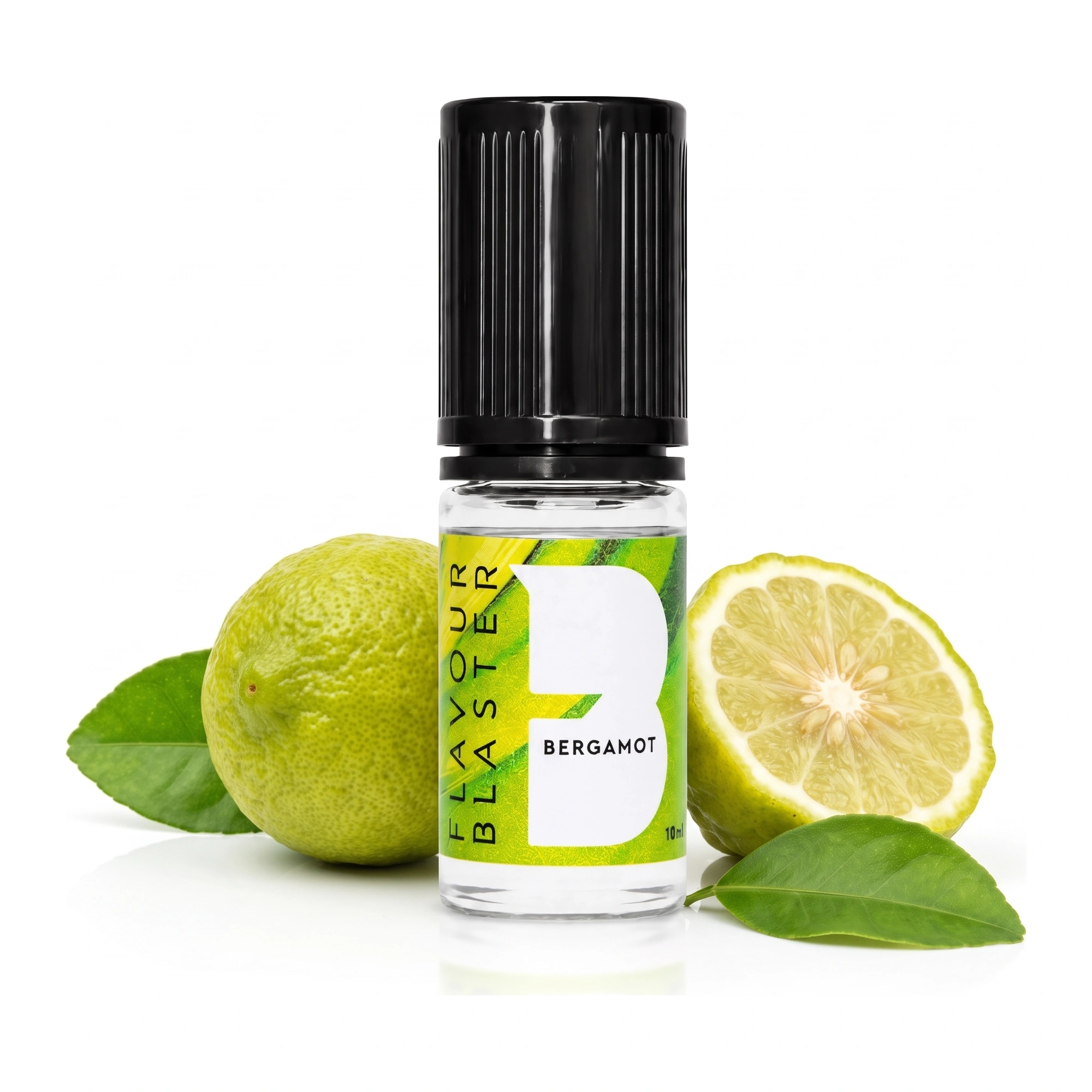 Aroma Flavour Blaster al bergamotto 10 ml, con un bergamotto intero, uno tagliato a metà e le foglie