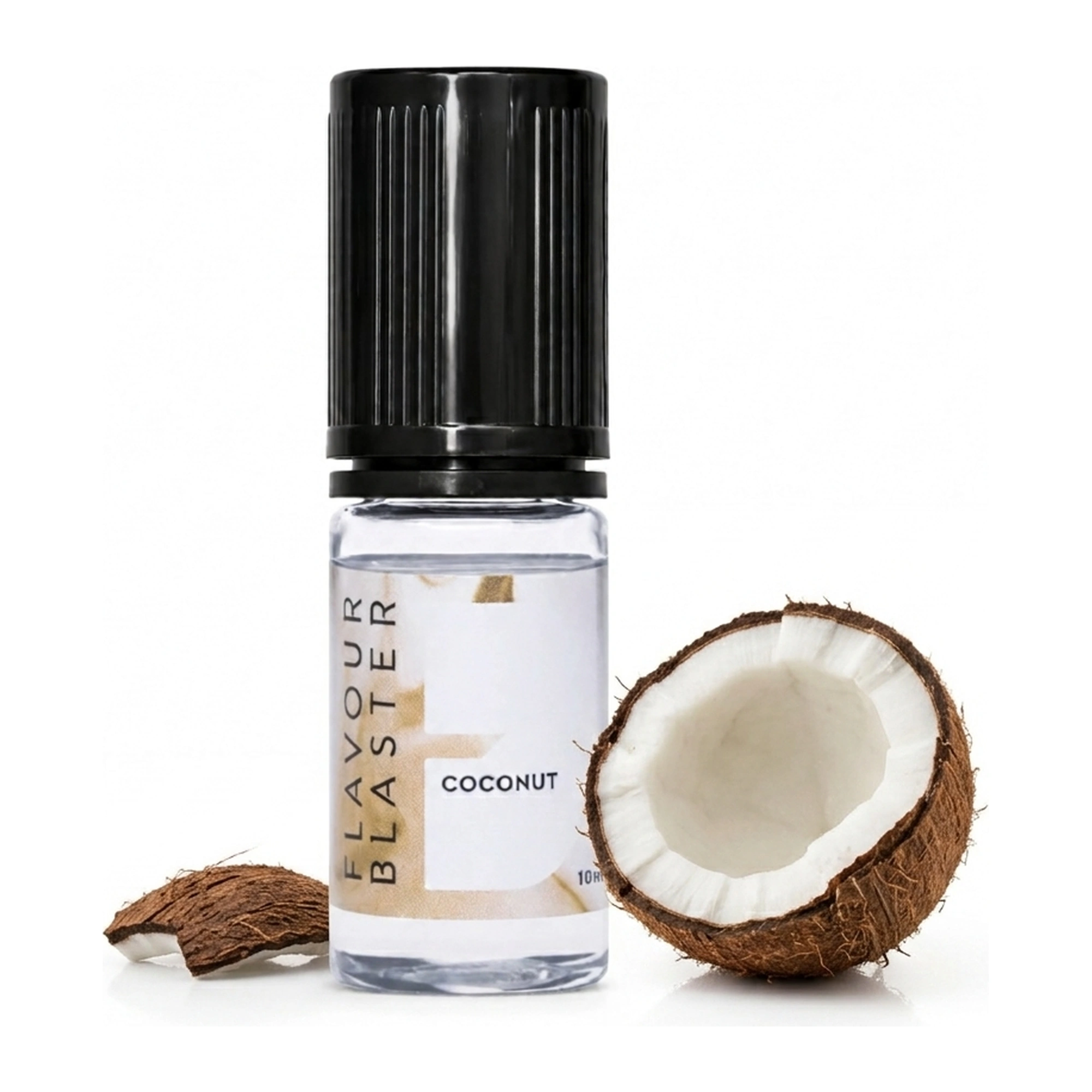 Aroma Flavour Blaster al cocco 10 ml, con mezza noce di cocco e un pezzo di guscio