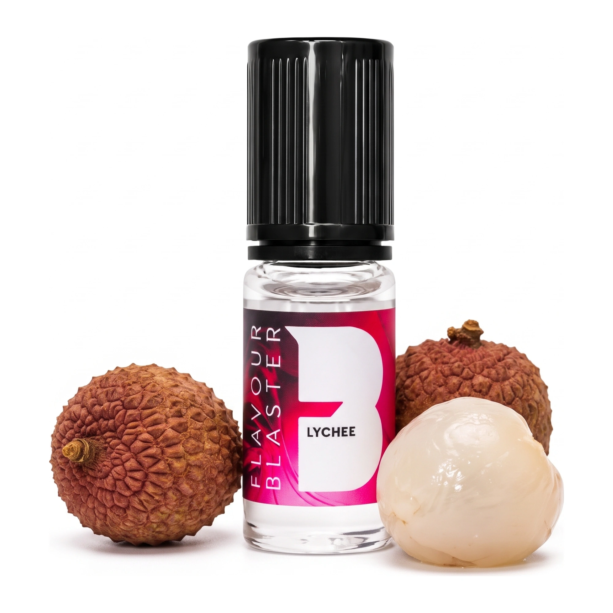 Aroma Flavour Blaster al lychee 10 ml, con due lychee interi e uno sbucciato
