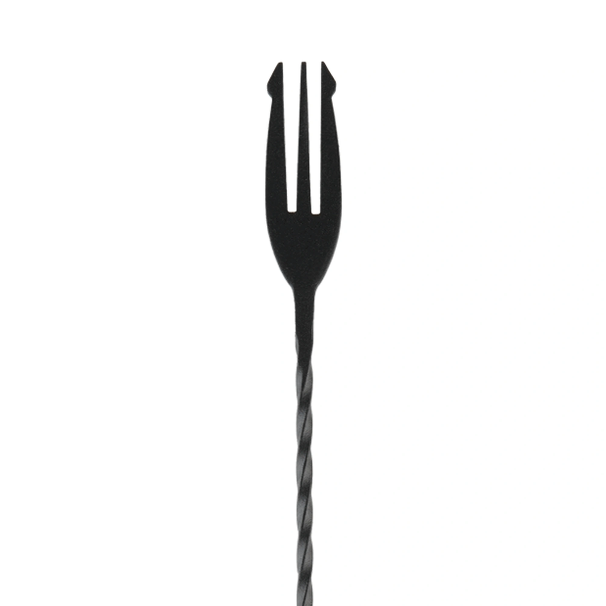 Bar spoon fork Nettuno nero: il tridente a tre rebbi in cima al gambo spiralato