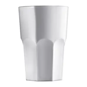 bicchieri plastica bianchi Granity da 40 cl in SAN bianco lucido con la parete ottagonale