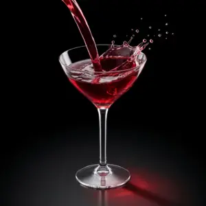 calici plastica rigida: coppa cocktail James da 30 cl in Tritan mentre si versa un cocktail rosso