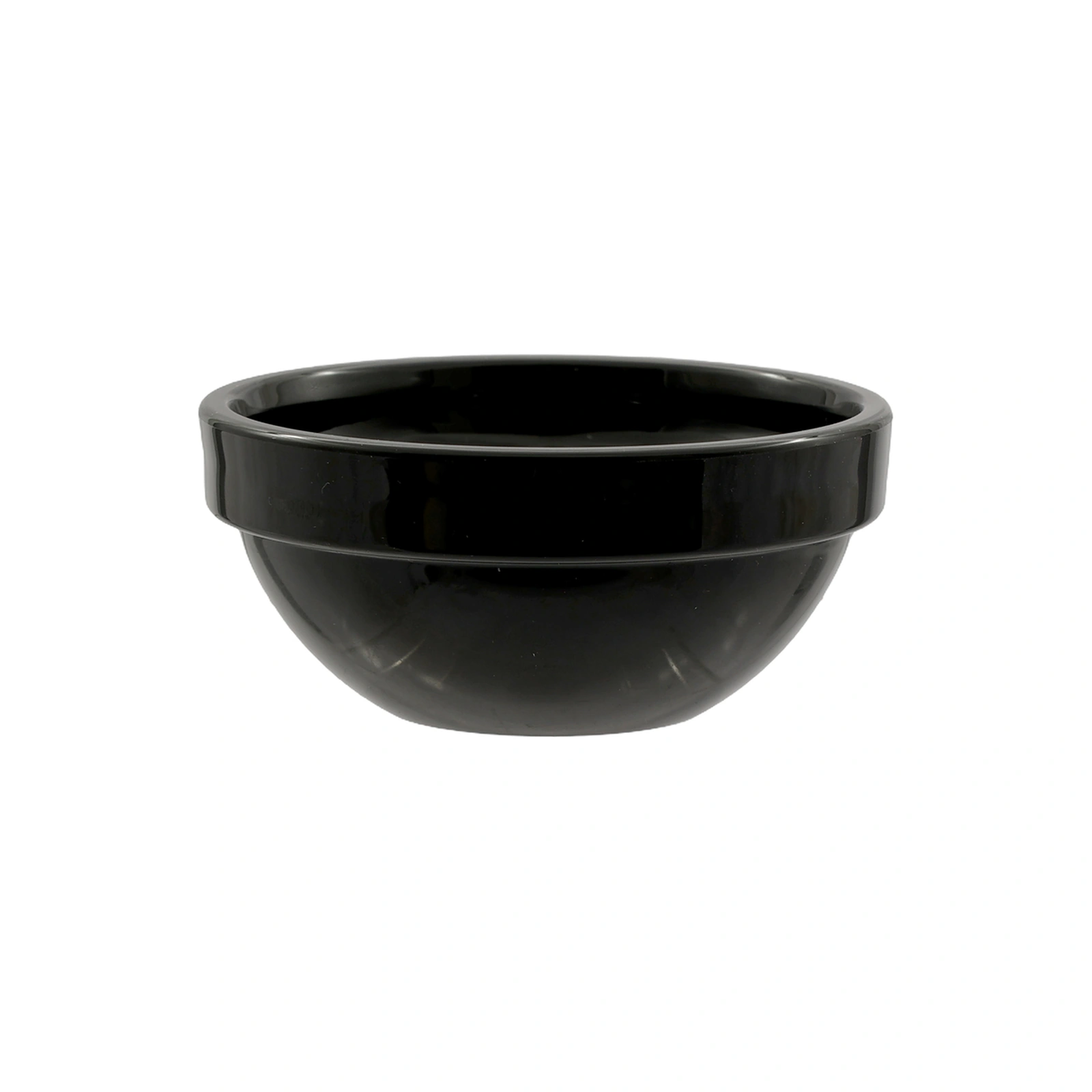coppetta tonda nera: coppetta Friendly APS in PET riciclato nero, diametro 7,5 cm, altezza 3,5 cm, 5 cl