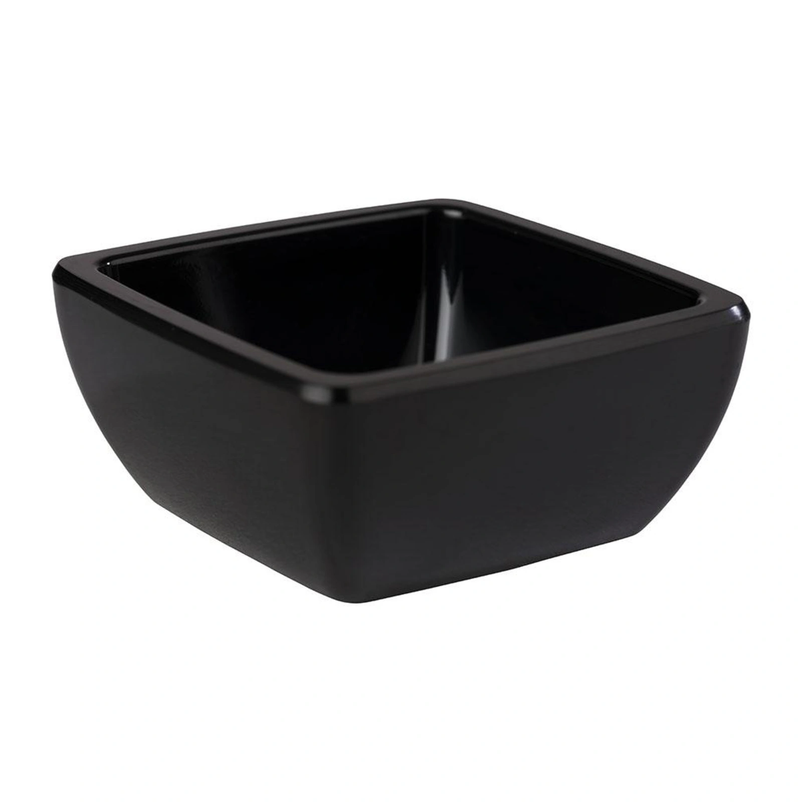 coppetta quadrata nera: coppetta Friendly APS in PET riciclato nero, 6,5 x 6,5 cm, altezza 3 cm, 5 cl
