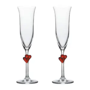 Flute: L'Amour 17,5cl (set 2pz) Flute Cuore Rosso