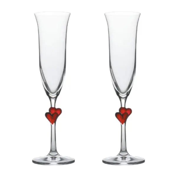 Flute: L'Amour 17,5cl (set 2pz) Flute Cuore Rosso