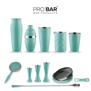 kit bartender Verde Tiffany The Bars: i 12 pezzi sul piano di lavoro