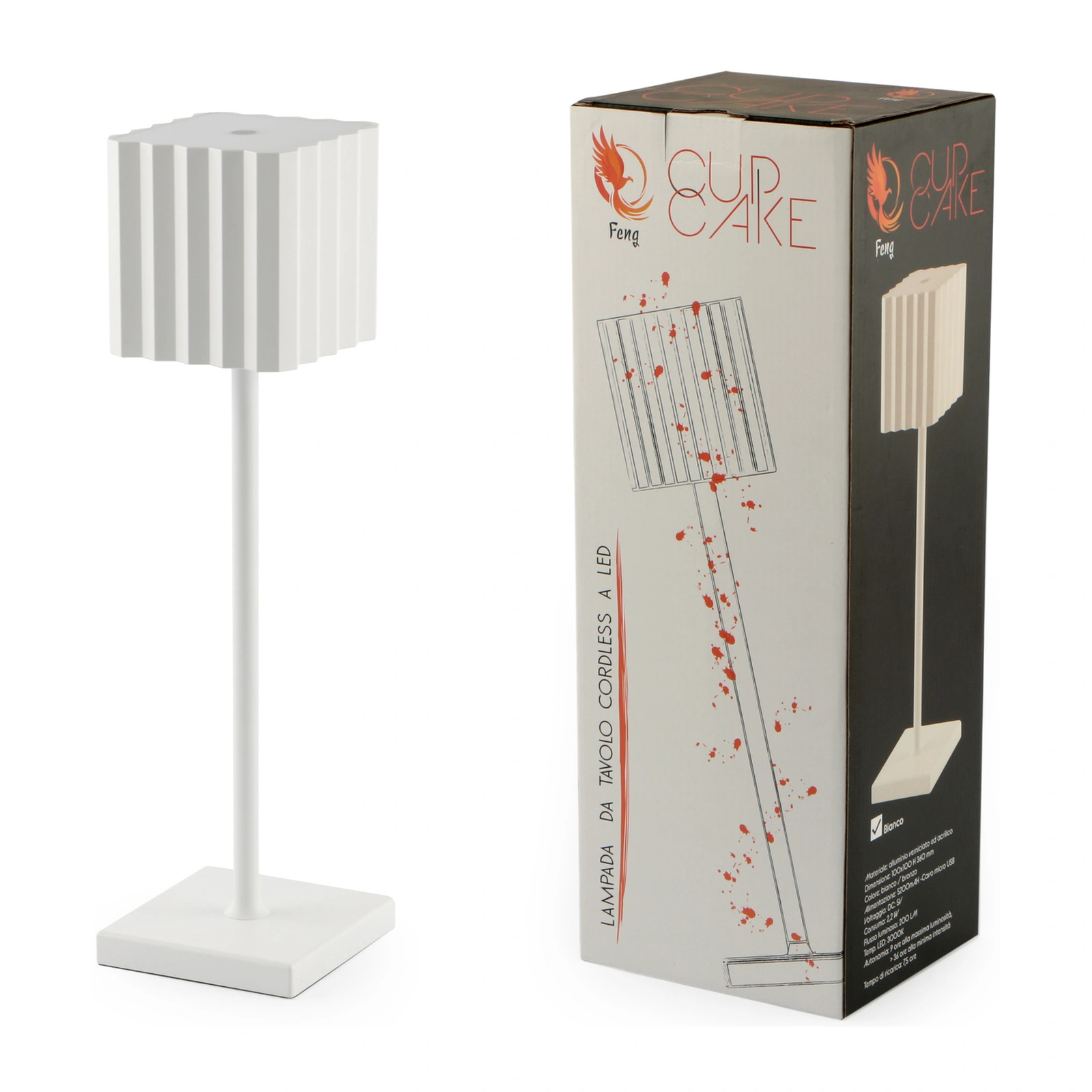 Cupcake Lampada da Tavolo LED Ricaricabile Bianca 36cm, foto 2