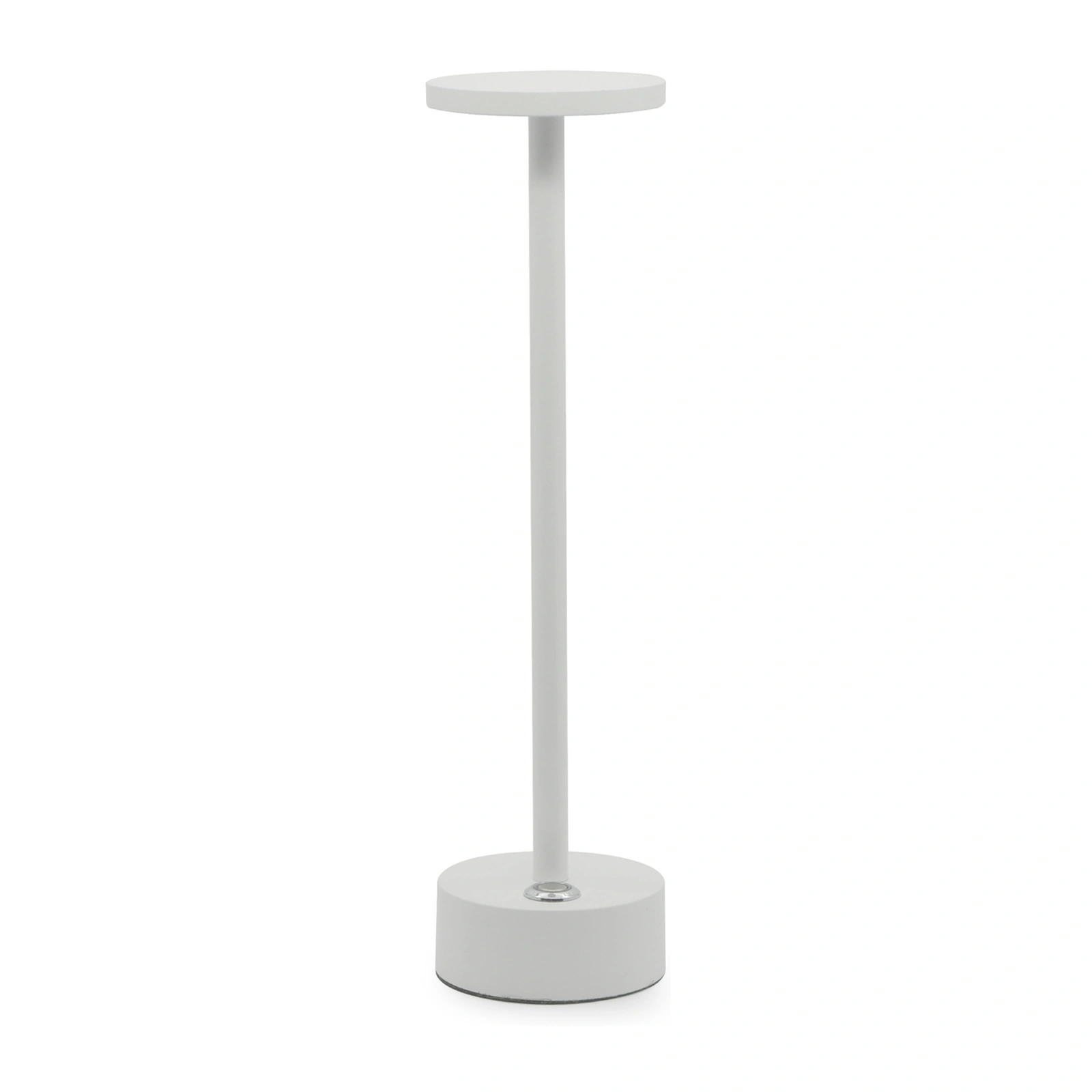 lampada da tavolo ricaricabile: modello Eclaire Lite in alluminio verniciato bianco, alto 30 cm, con diffusore in policarbonato