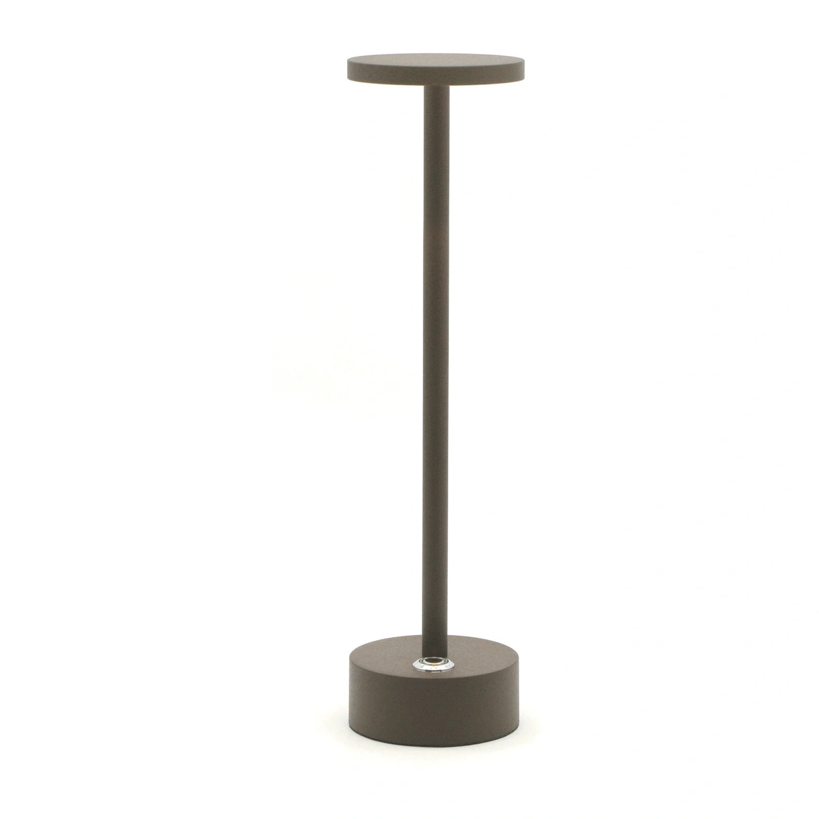 lampada led ricaricabile: modello Eclaire Lite in alluminio verniciato bronzo, alto 30 cm, a luce calda