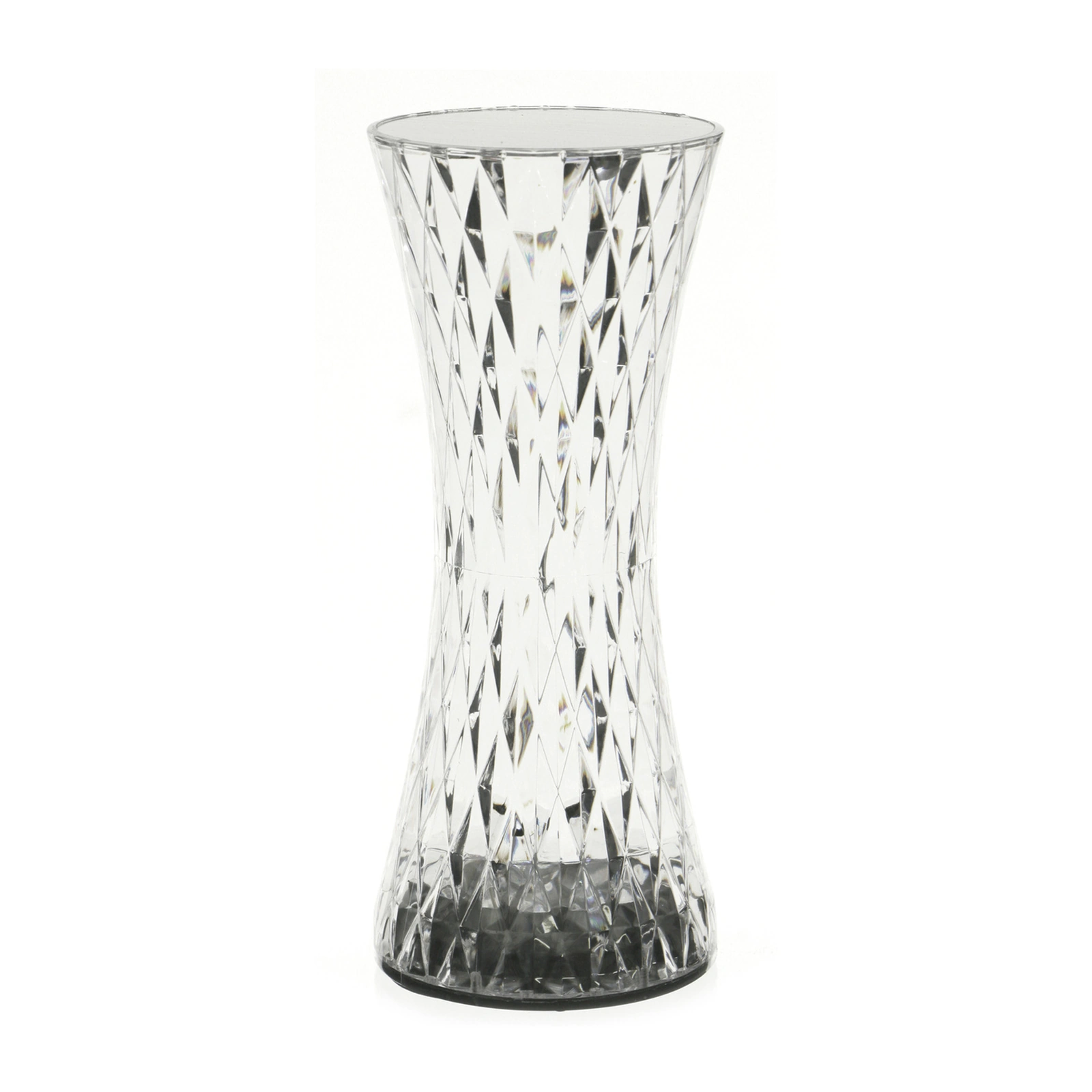 lampada da tavolo led: modello Reflex con corpo in polistirene trasparente, alto 19 cm, ricaricabile