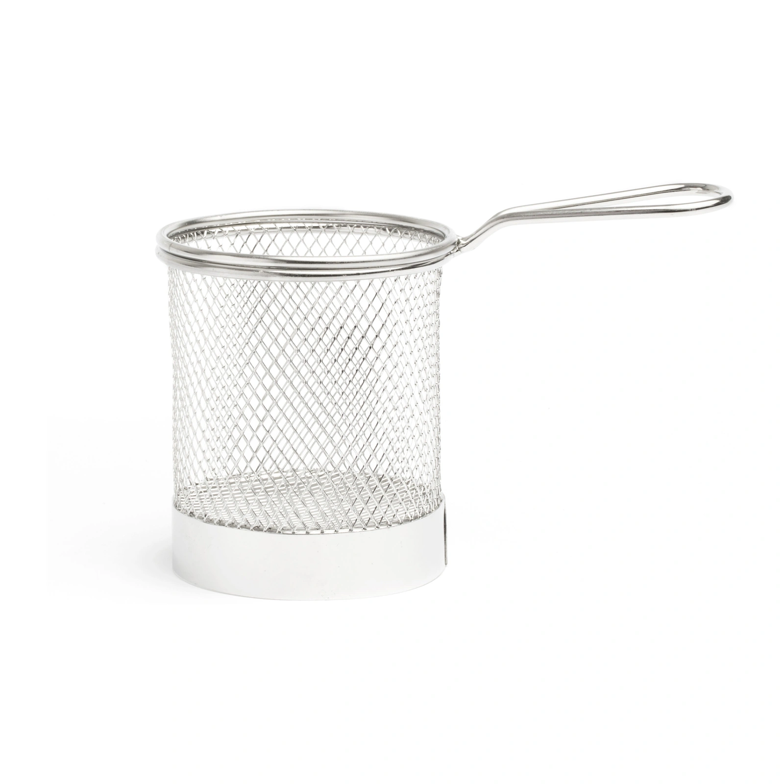 cestini per fritti: modello tondo Al Andalus di Comas in acciaio inox, diametro 9 cm e altezza 12,5 cm