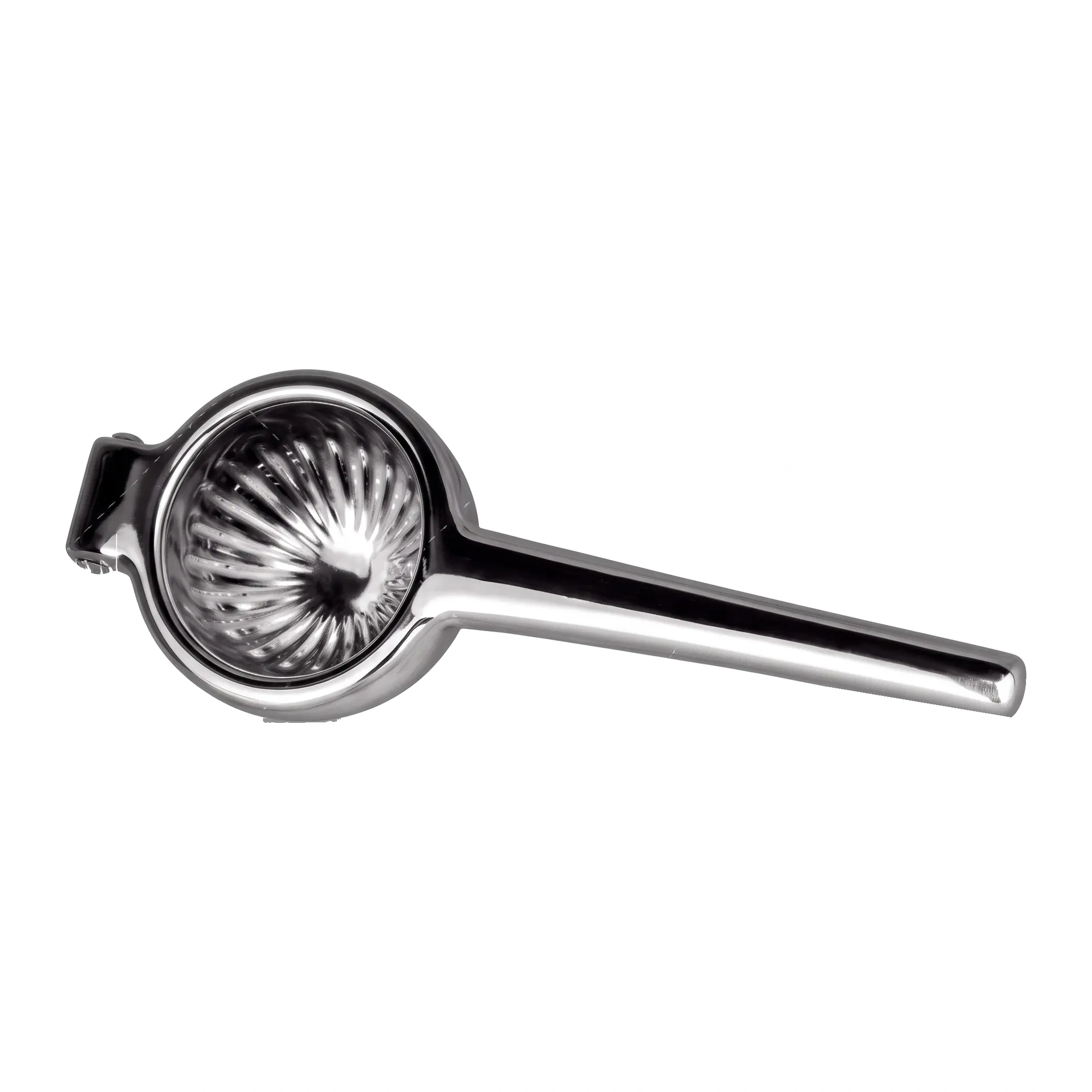 spremi lime: pressa a mano Platinum di Lumian in acciaio inox 18/10 con coppa a nervature e manico lungo