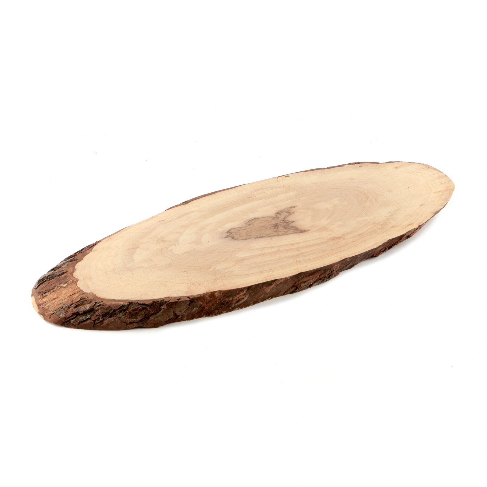 tagliere ontano: ovale con corteccia sul bordo, lungo da 50 a 58 cm